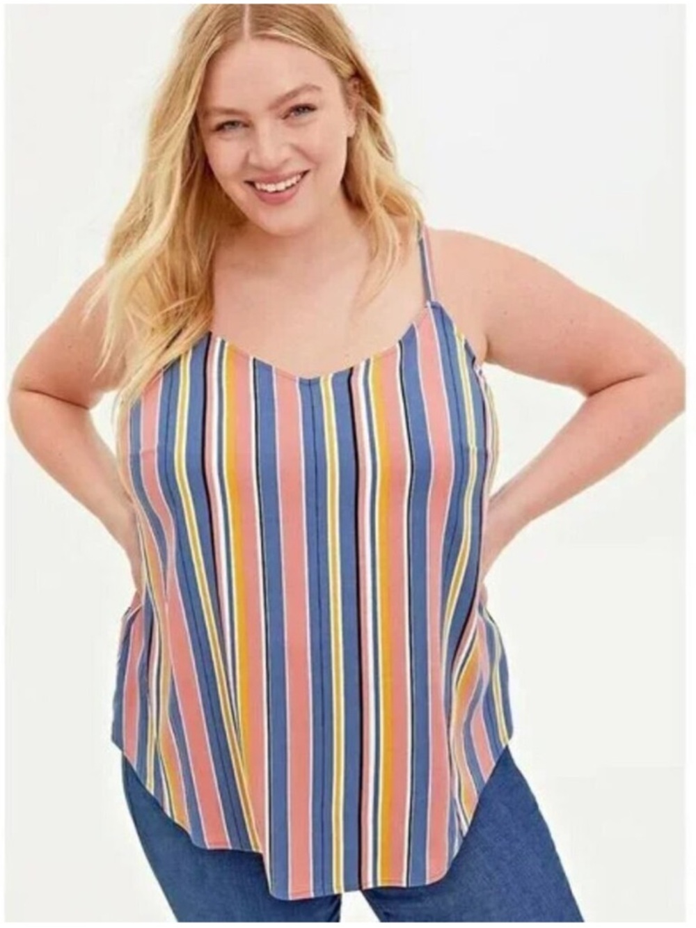 Torrid Essential Vintage Stripe Cami Tank Top Multicolor Striped Flowy Plus